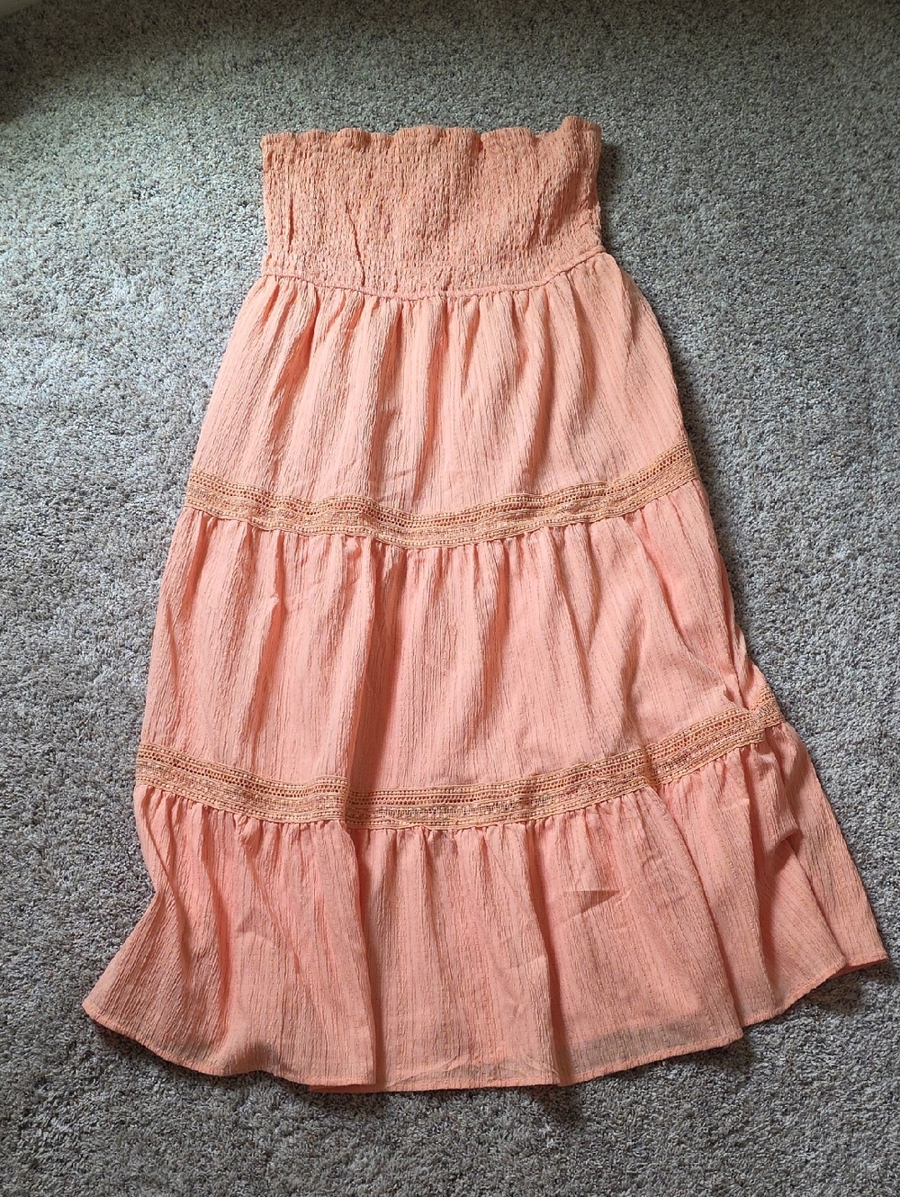 Fashion Nova Peach Smocked Strapless XL Maxi